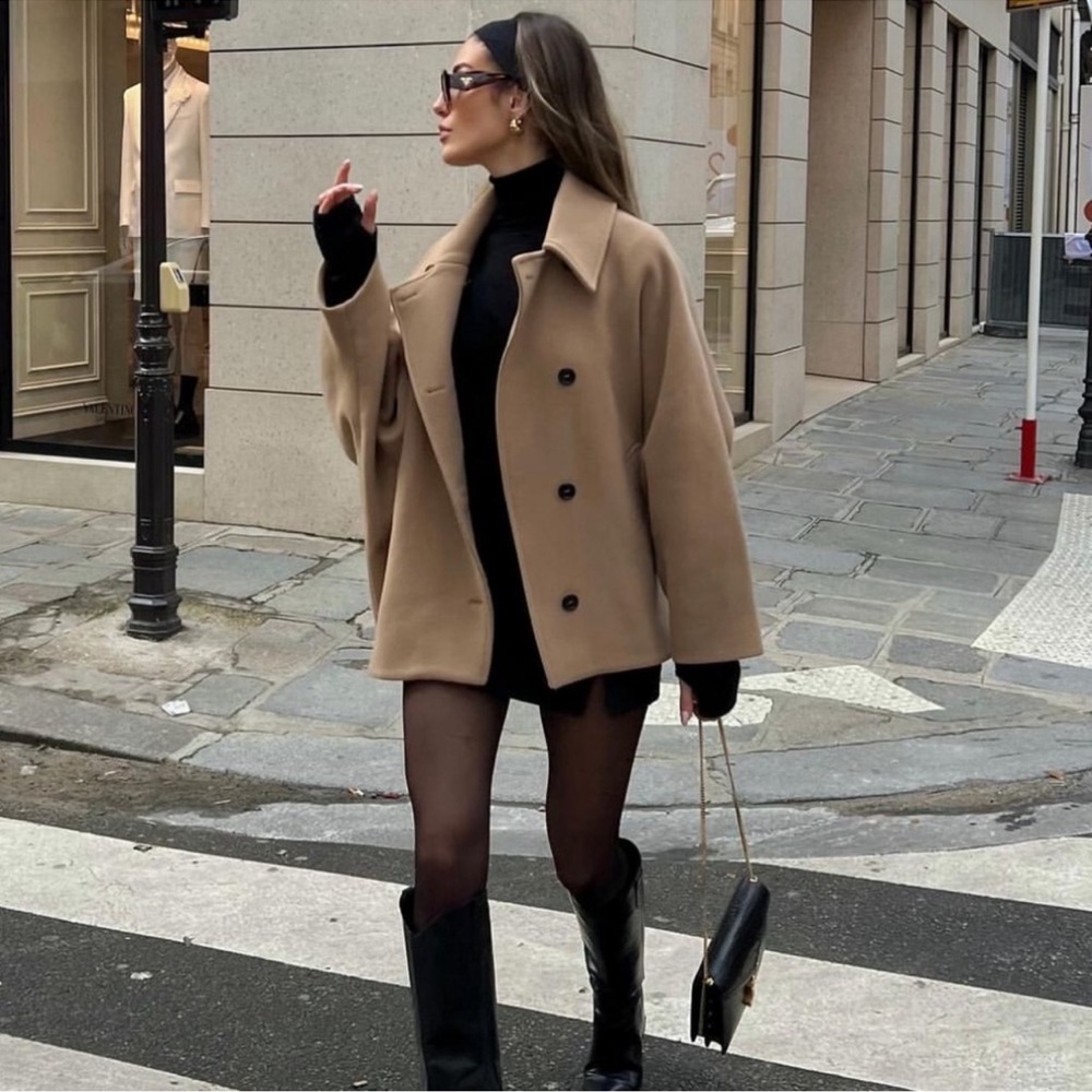 Zara Manteco oversized crop wool coat - Picture 2 of 11